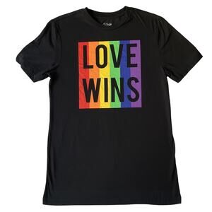 City Streets Women Shirt XS Black Graphic Print Crew Neck Pullover LOVE WINS